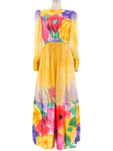 Christian Rupert Watercolor Floral Printed Silk Maxi Dress Dress arcadeshops.com
