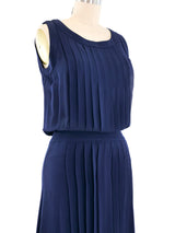 Chanel Navy Pleated Silk Tank Dress Dress arcadeshops.com