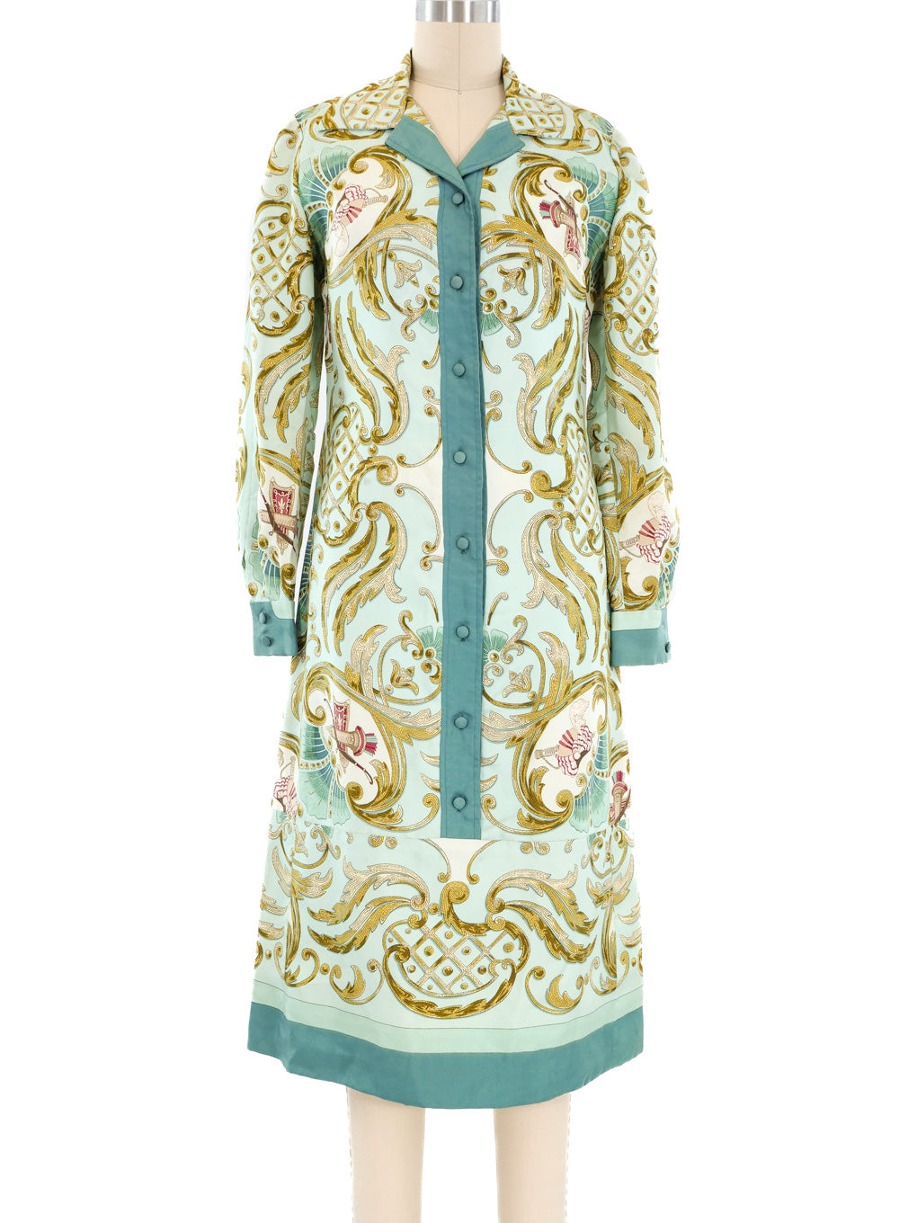 Hermes Baroque Printed Silk Shirt Dress