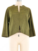 1950s Balenciaga Olive Linen Top Top arcadeshops.com