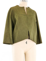 1950s Balenciaga Olive Linen Top Top arcadeshops.com