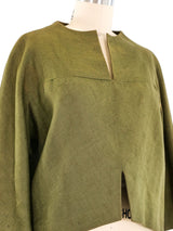 1950s Balenciaga Olive Linen Top Top arcadeshops.com