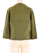 1950s Balenciaga Olive Linen Top Top arcadeshops.com