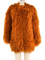 1994 Yves Saint Laurent Orange Mongolian Fur Coat Outerwear arcadeshops.com