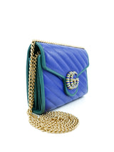 Gucci Marmont Quilted Blue Leather Bag Accessory arcadeshops.com