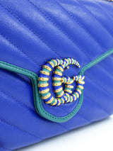 Gucci Marmont Quilted Blue Leather Bag Accessory arcadeshops.com
