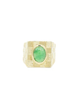 Gold and Jade Crosshatch Signet Ring Fine Jewelry arcadeshops.com