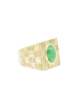 Gold and Jade Crosshatch Signet Ring Fine Jewelry arcadeshops.com