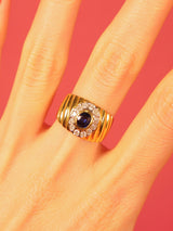 18K Gold Sapphire and Diamond Cluster Band Fine Jewelry arcadeshops.com