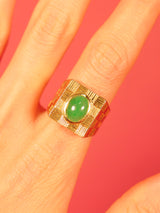 Gold and Jade Crosshatch Signet Ring Fine Jewelry arcadeshops.com