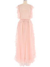 1930's Ruffled Blush Maxi Dress Dress arcadeshops.com