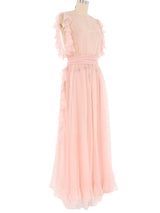 1930's Ruffled Blush Maxi Dress Dress arcadeshops.com