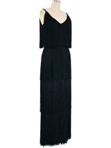 Rhinestone Accented Black Fringe Maxi Dress Dress arcadeshops.com