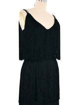 Rhinestone Accented Black Fringe Maxi Dress Dress arcadeshops.com