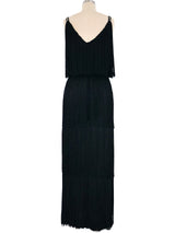 Rhinestone Accented Black Fringe Maxi Dress Dress arcadeshops.com