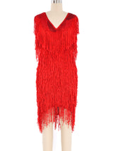 Red Fringed Beaded Dress Dress arcadeshops.com