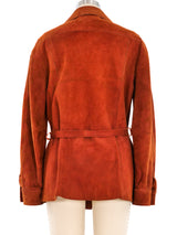 Cognac Suede Belted Jacket Jacket arcadeshops.com