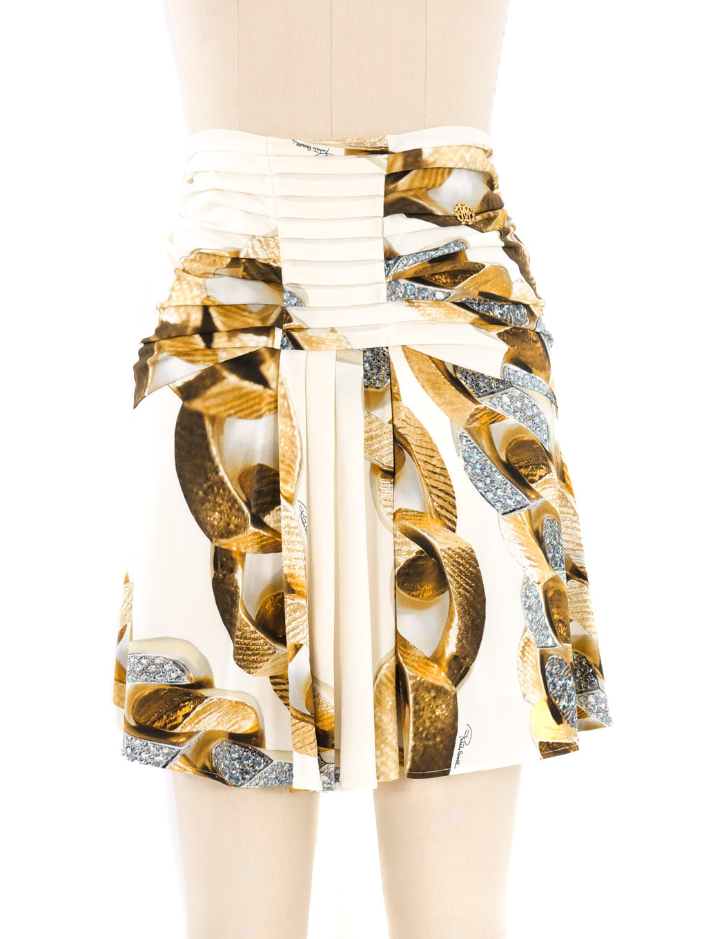 Roberto Cavalli Gold Chain Printed Skirt