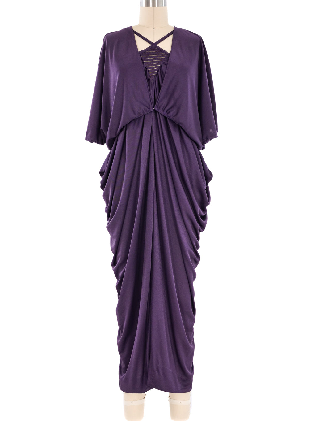 Purple Ruched Jersey Dress Ensemble