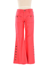 1970's Red Contrast Stitch Flares Bottom arcadeshops.com