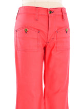 1970's Red Contrast Stitch Flares Bottom arcadeshops.com