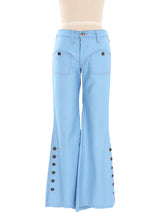 1970's Blue Contrast Stitch Flares Bottom arcadeshops.com