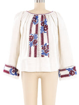 Embroidered Peasant Top Top arcadeshops.com