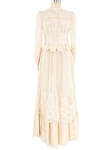 Cream Crochet Ruffled Skirt Ensemble Suit arcadeshops.com