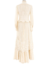 Cream Crochet Ruffled Skirt Ensemble Suit arcadeshops.com