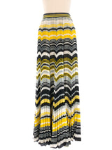 Chevron Printed Pleated Maxi Skirt Bottom arcadeshops.com