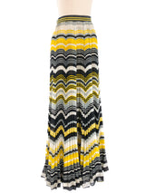 Chevron Printed Pleated Maxi Skirt Bottom arcadeshops.com