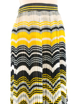 Chevron Printed Pleated Maxi Skirt Bottom arcadeshops.com