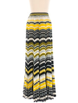 Chevron Printed Pleated Maxi Skirt Bottom arcadeshops.com