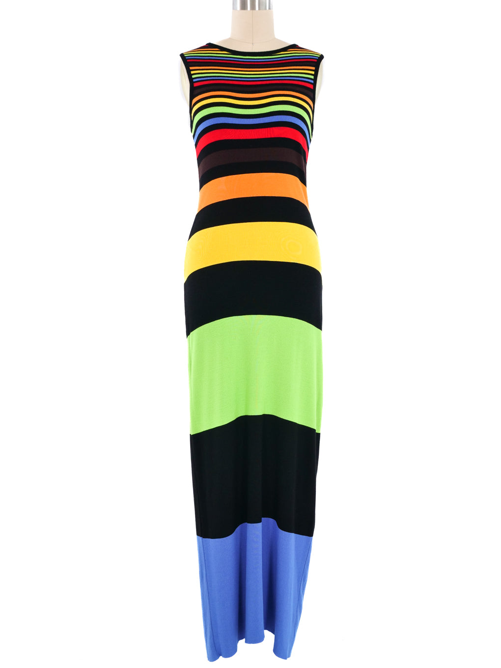 rainbow striped maxi dress Moschino Rainbow Striped Tank Dress