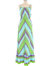 Chevron Printed Halter Maxi Dress Dress arcadeshops.com