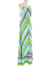 Chevron Printed Halter Maxi Dress Dress arcadeshops.com