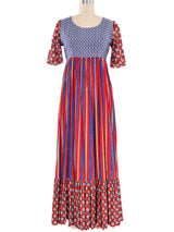 Mixed Print Ruffled Maxi Dress Dress arcadeshops.com
