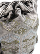 Embroidered Metallic Leather Bucket Bag Accessory arcadeshops.com