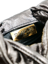 Embroidered Metallic Leather Bucket Bag Accessory arcadeshops.com