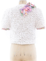 Ribbon Knit Short Sleeve Cardigan Top arcadeshops.com