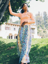 Mixed Block Print Patchwork Maxi Skirt Bottom arcadeshops.com