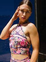 Floral Printed Silk Halter Ensemble Suit arcadeshops.com