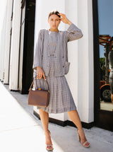 Chanel Check Print Silk Ensemble Suit arcadeshops.com