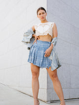 Lace Trimmed Cropped Tank Top Top arcadeshops.com