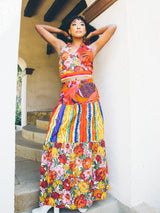 Mixed Print Halter and Skirt Ensemble Suit arcadeshops.com