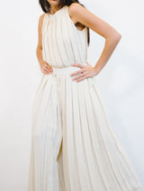 Rhinestone Embellished Pleated Palazzo Jumpsuit Jumpsuit arcadeshops.com