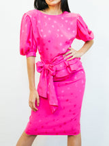 Ungaro Celestial Jacquard Fuchsia Silk Ensemble Suit arcadeshops.com