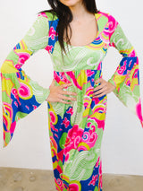 Op-Art Printed Angel Sleeve Dress Dress arcadeshops.com