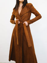 Yves Saint Laurent Suede Wrap Coat Outerwear arcadeshops.com