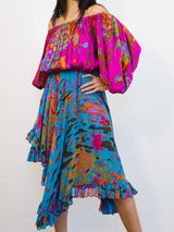 Yves Saint Laurent Leon Bakst Print Off The Shoulder Dress Dress arcadeshops.com